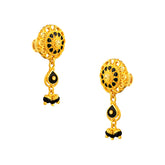 22K Gold Black Beaded Dangling Earrings